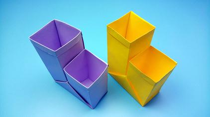 3281次观看·2年前折纸教程之简易笔筒,超级简单一学就会,小仙女们快